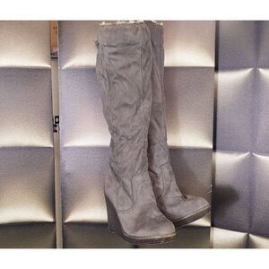 Gray Wedge platform boots